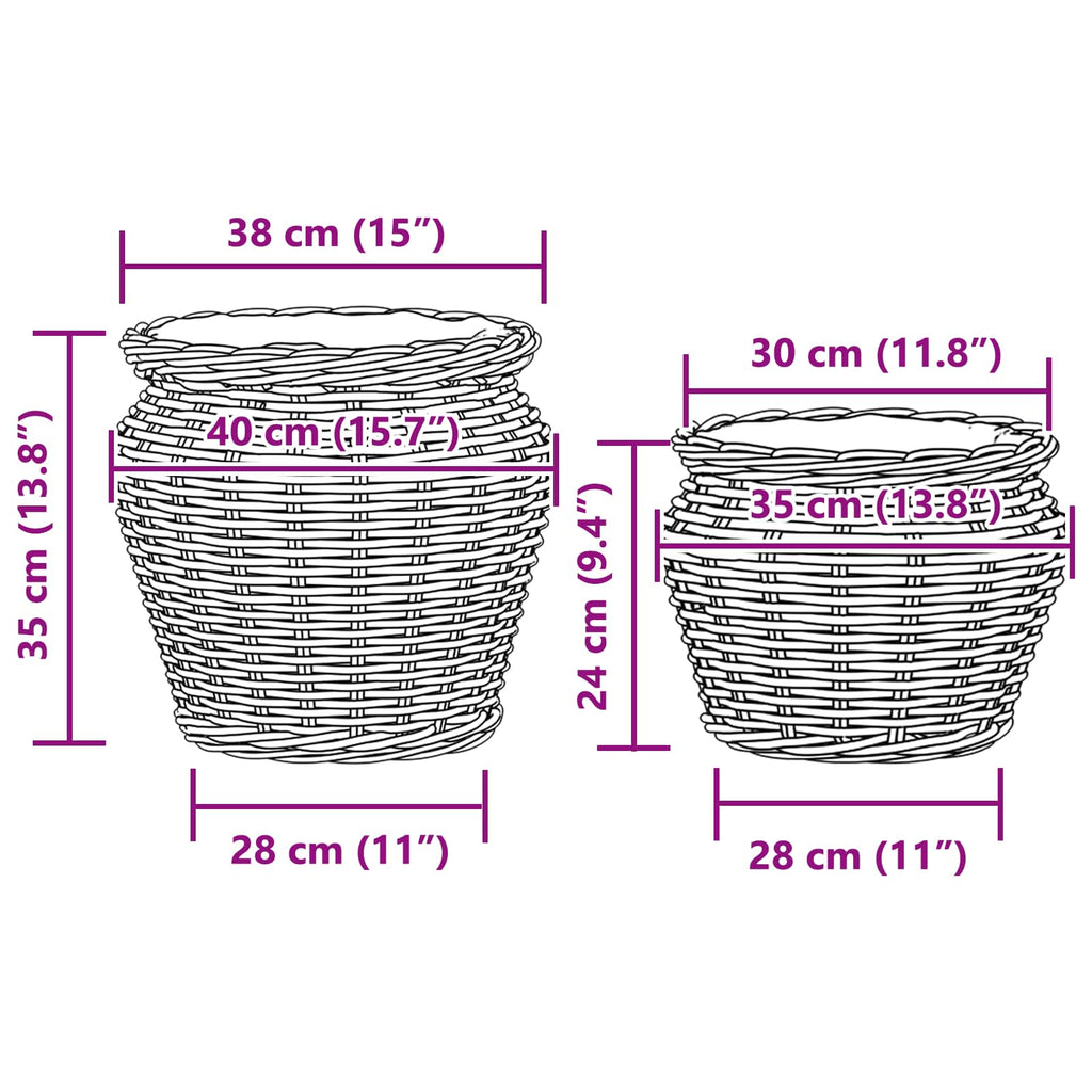 Cesta para Plantas con almacenamiento 2 pcs Gris Ratan Lacak