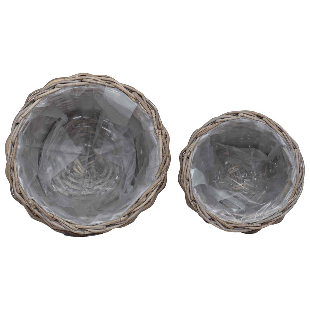 Cesta para Plantas con almacenamiento 2 pcs Gris Ratan Lacak