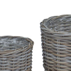 Cesta para Plantas con almacenamiento 3 pcs Marrón Ratán Kubu