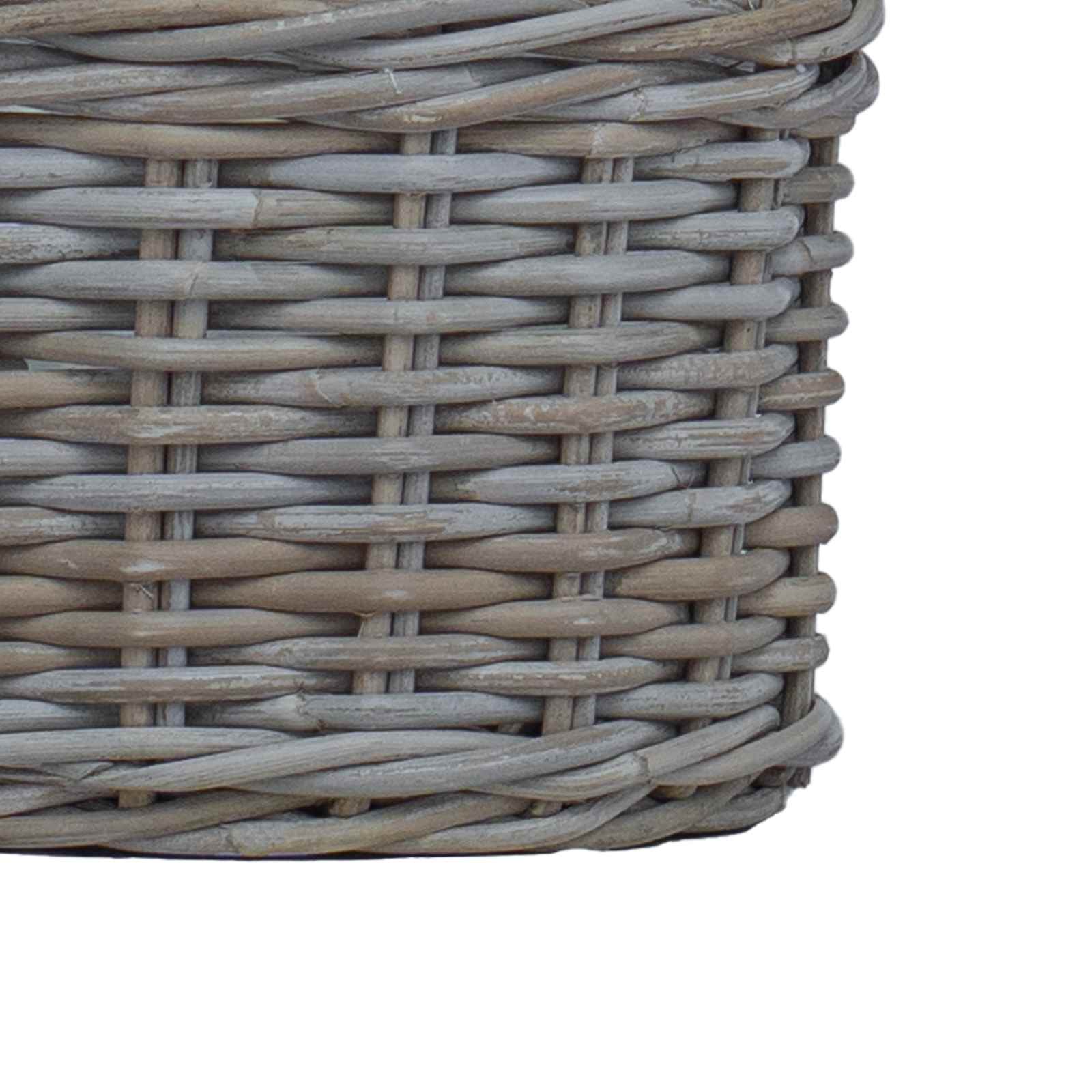 Cesta para Plantas con almacenamiento 3 pcs Marrón Ratán Kubu