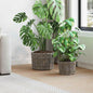 Plant Basket with Storage 2 pcs Gray Kubu Rattan