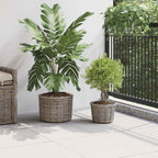 Cesta para Plantas con almacenamiento 3 pcs Marrón Ratán Kubu