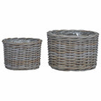 Cesta para Plantas con almacenamiento 3 pcs Marrón Ratán Kubu