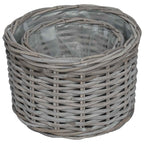 Cesta para Plantas con almacenamiento 3 pcs Marrón Ratán Kubu