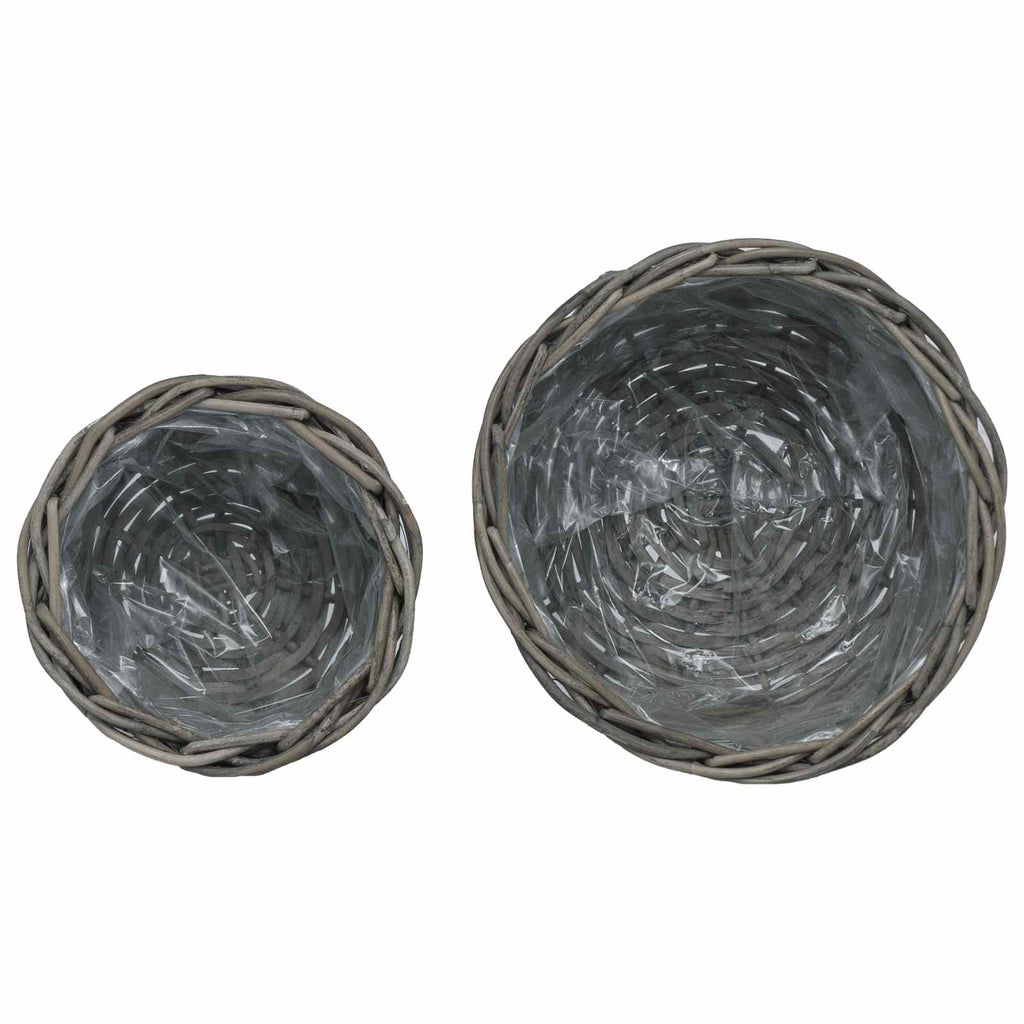 Cesta para Plantas con almacenamiento 3 pcs Marrón Ratán Kubu