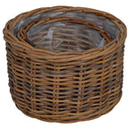 Cesta para Plantas con almacenamiento 3 pcs Marrón Ratán Kubu
