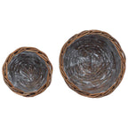 Cesta para Plantas con almacenamiento 3 pcs Marrón Ratán Kubu