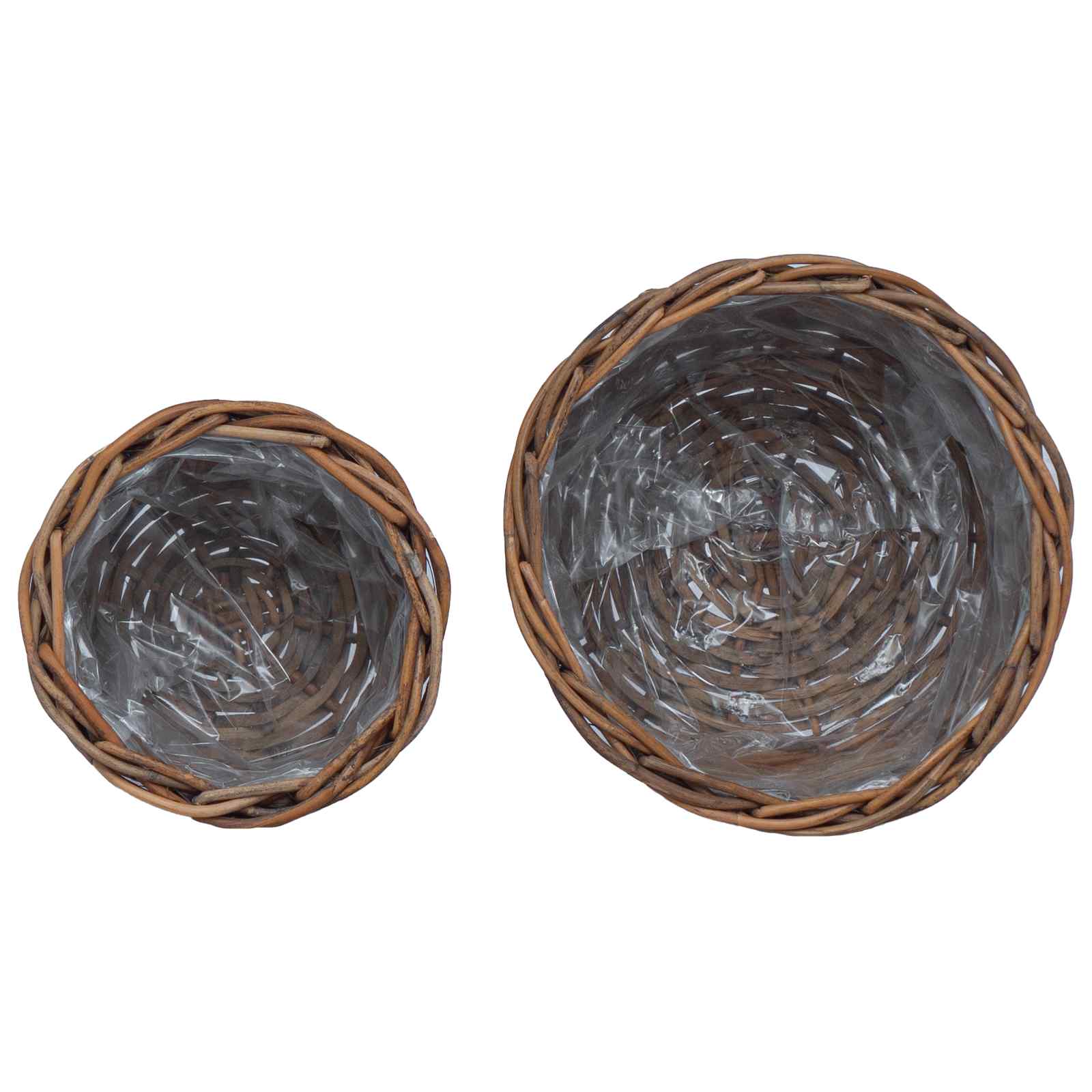 Cesta para Plantas con almacenamiento 3 pcs Marrón Ratán Kubu