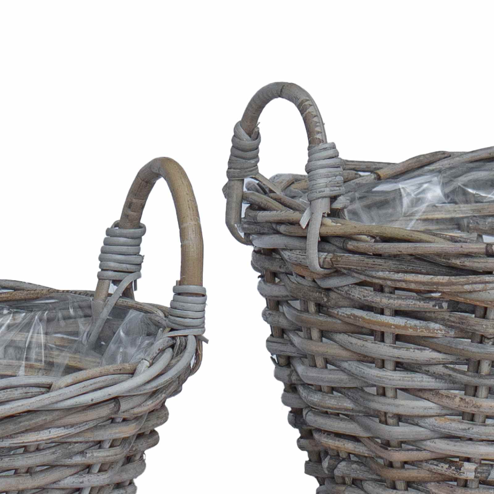 Cesta para Plantas con almacenamiento 2 pcs Gris Ratan Lacak
