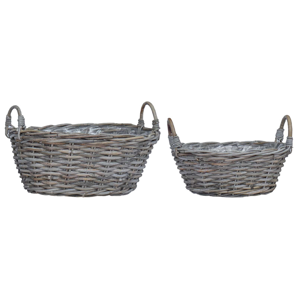 Cesta para Plantas con almacenamiento 2 pcs Gris Ratan Lacak