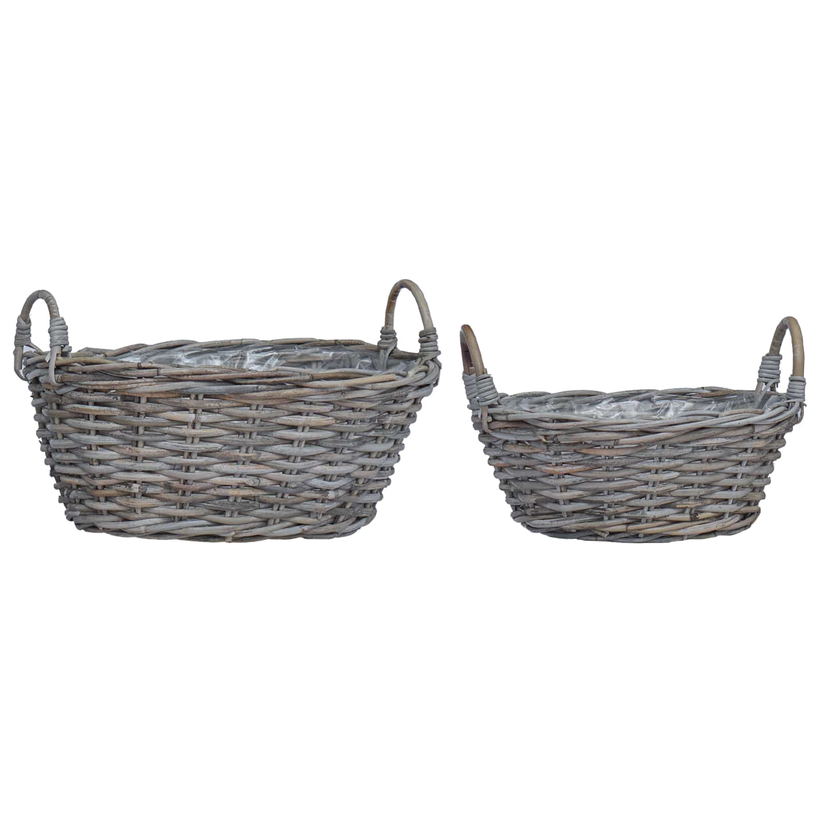 Cesta para Plantas con almacenamiento 2 pcs Gris Ratan Lacak