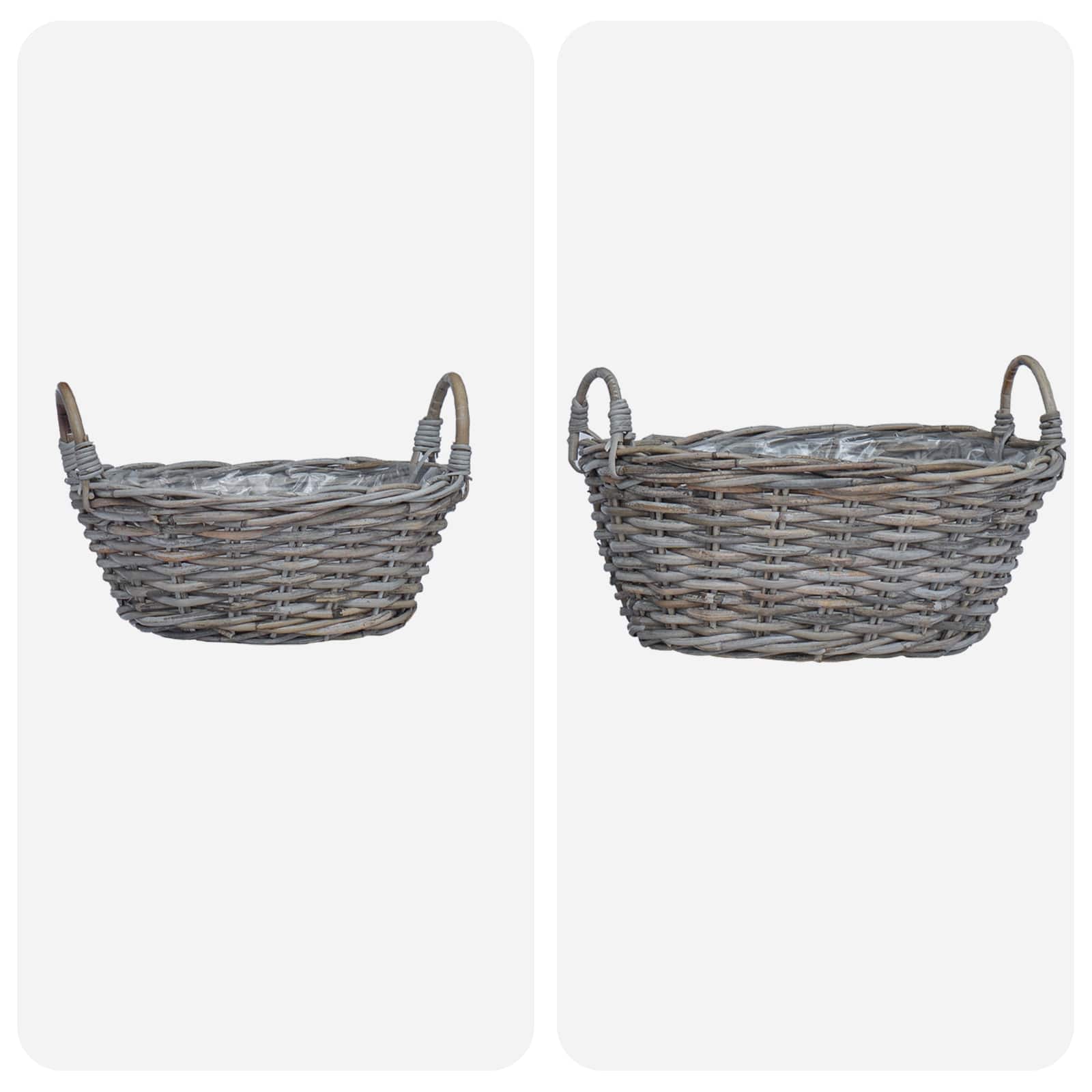 Cesta para Plantas con almacenamiento 2 pcs Gris Ratan Lacak