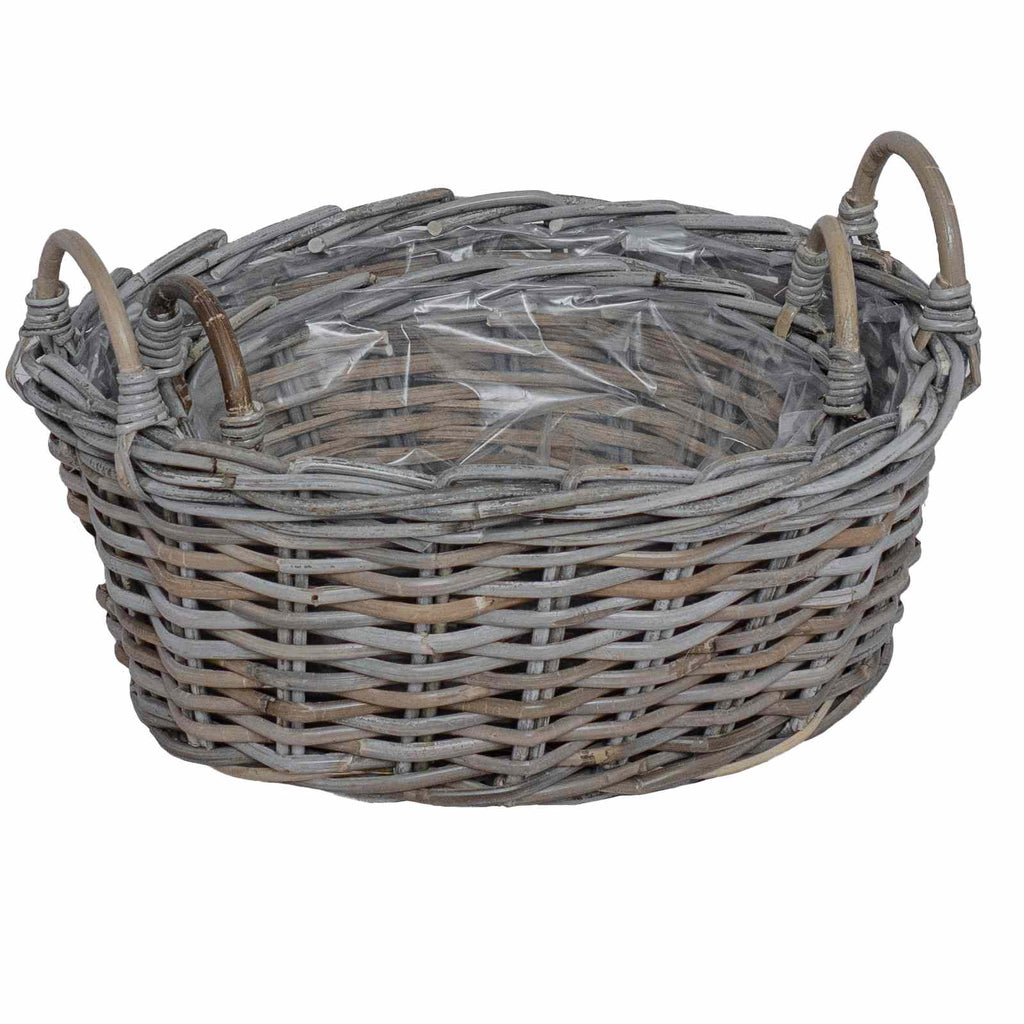 Cesta para Plantas con almacenamiento 2 pcs Gris Ratan Lacak