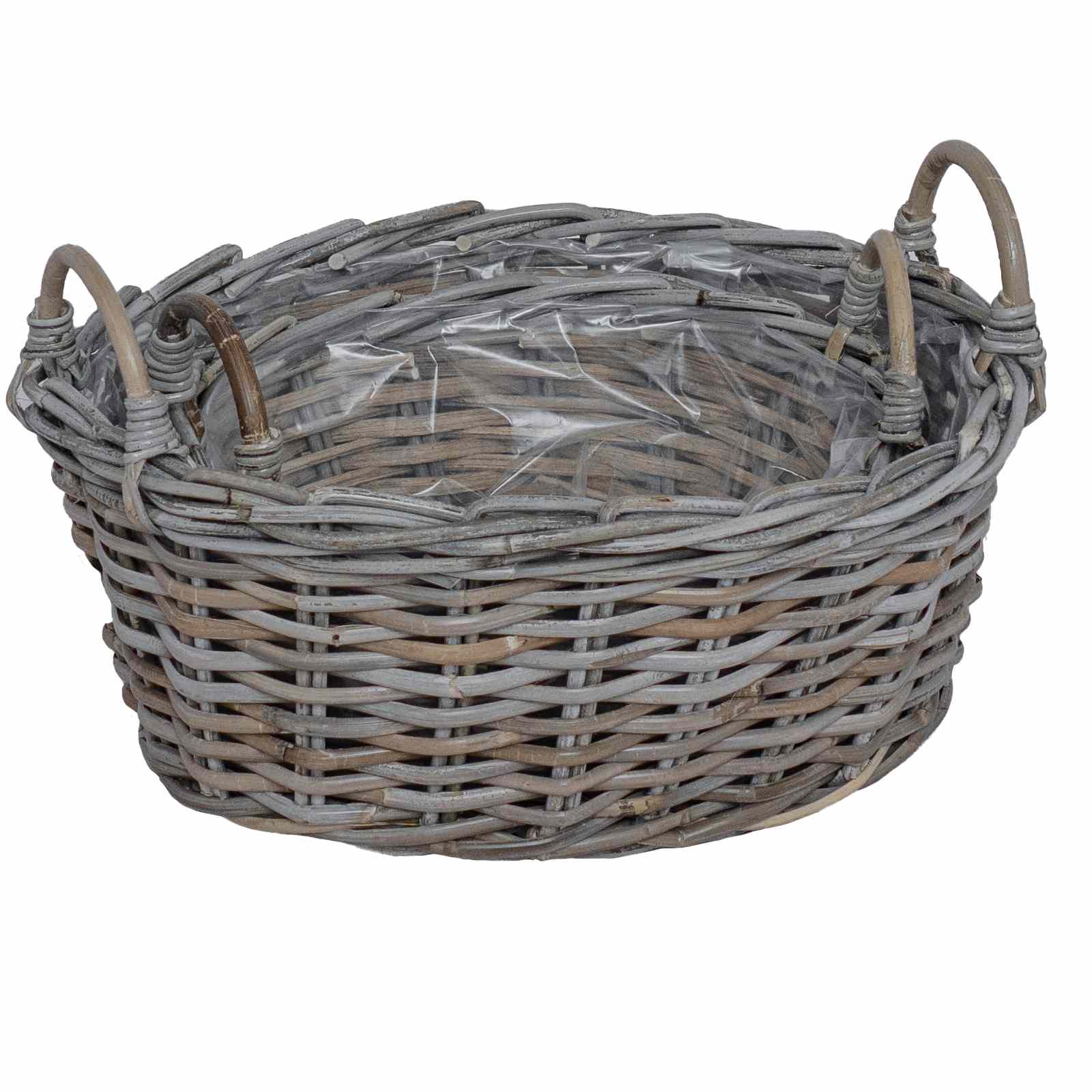 Cesta para Plantas con almacenamiento 2 pcs Gris Ratan Lacak