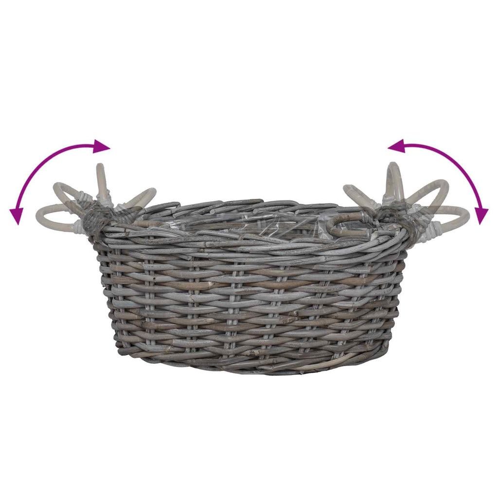 Cesta para Plantas con almacenamiento 2 pcs Gris Ratan Lacak