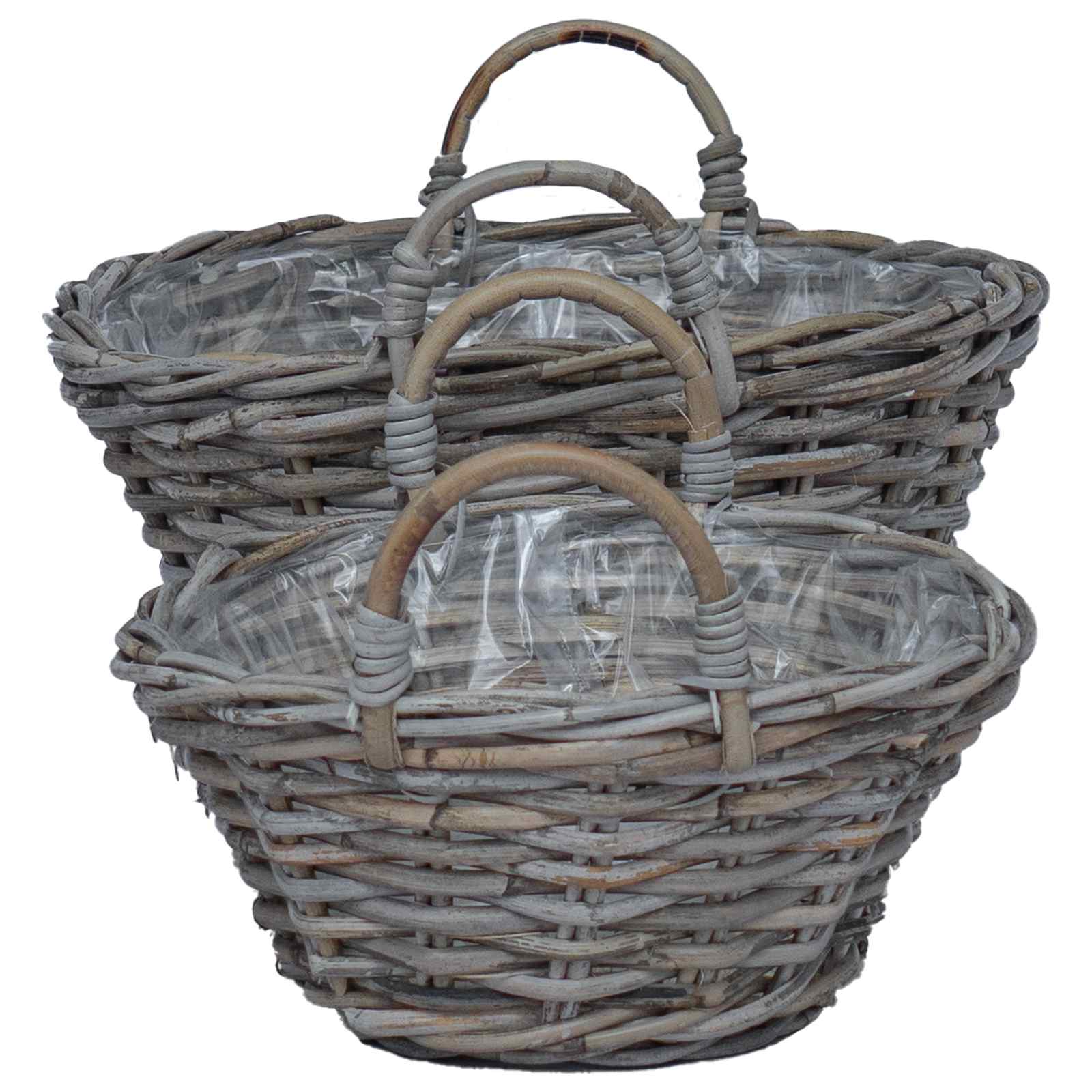 Cesta para Plantas con almacenamiento 2 pcs Gris Ratan Lacak