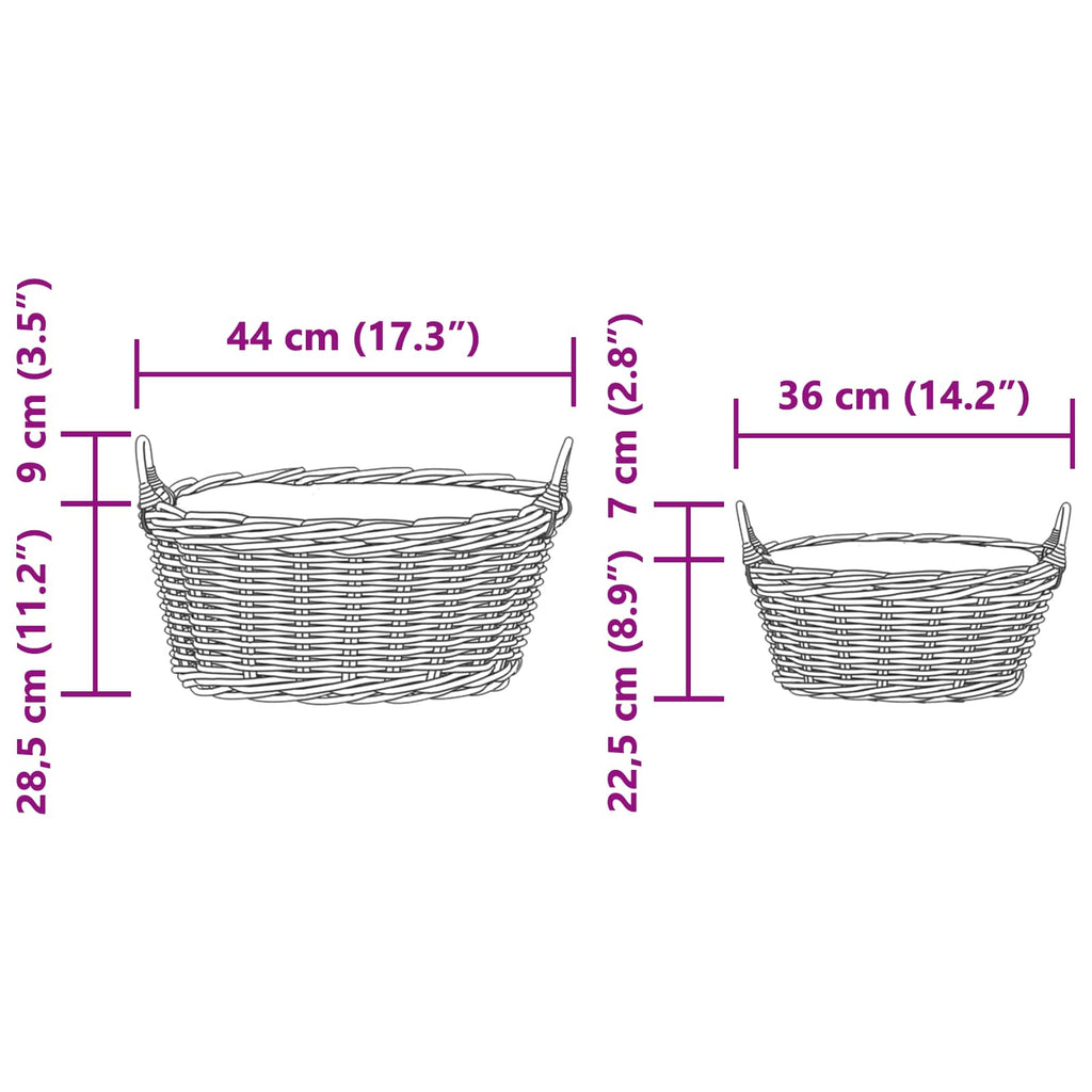 Cesta para Plantas con almacenamiento 2 pcs Gris Ratan Lacak
