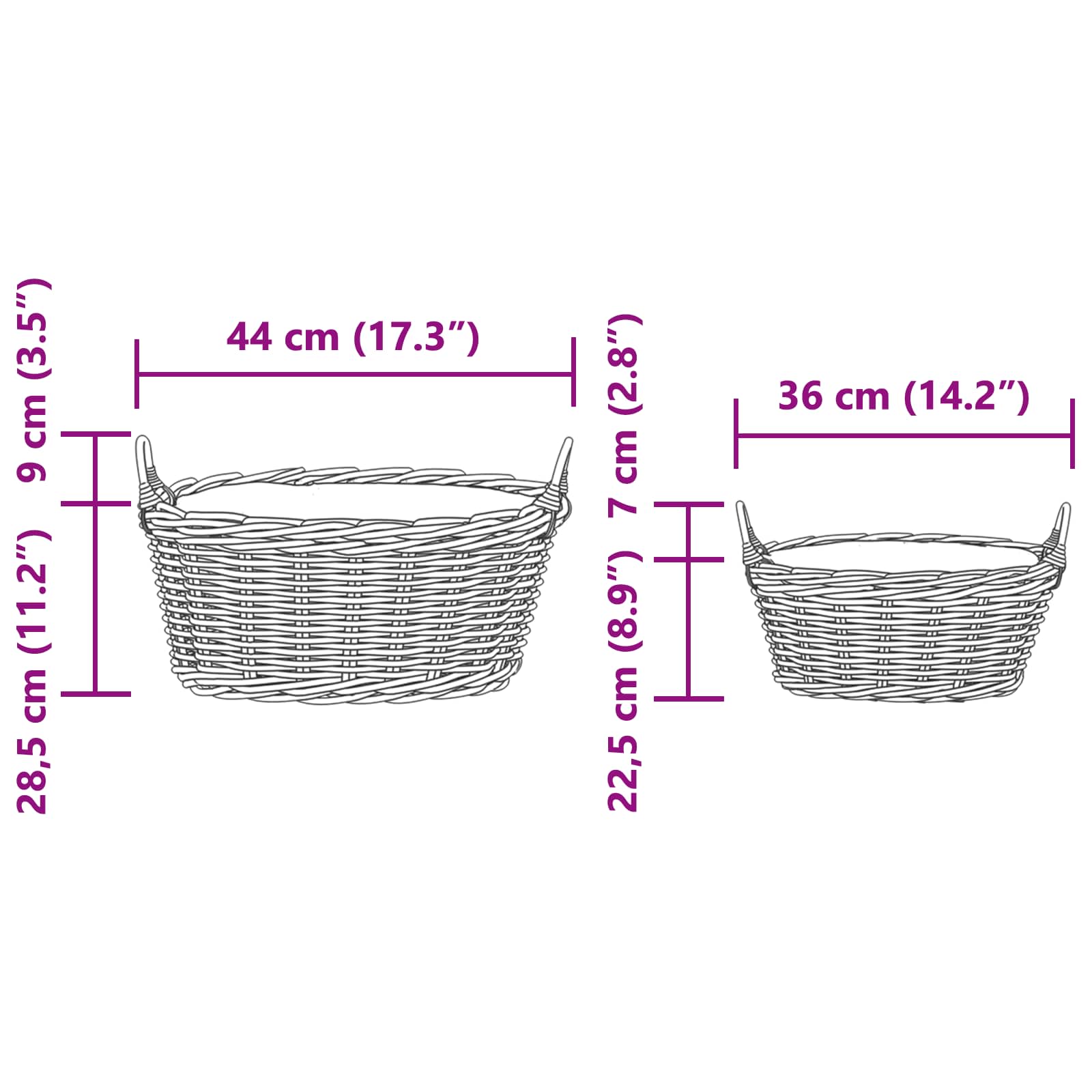 Cesta para Plantas con almacenamiento 2 pcs Gris Ratan Lacak