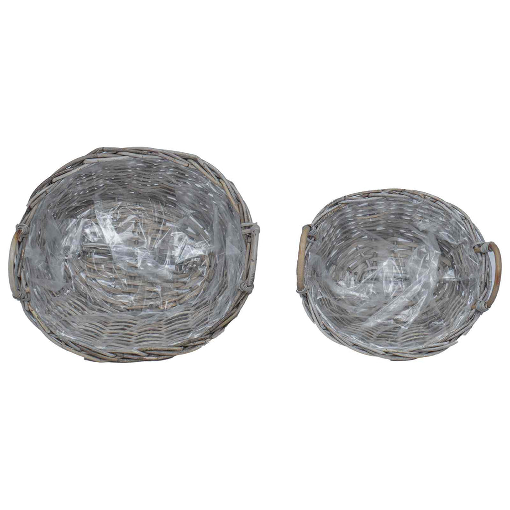 Cesta para Plantas con almacenamiento 2 pcs Gris Ratan Lacak