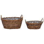 Cesta para Plantas con almacenamiento 2 pcs Gris Ratan Lacak