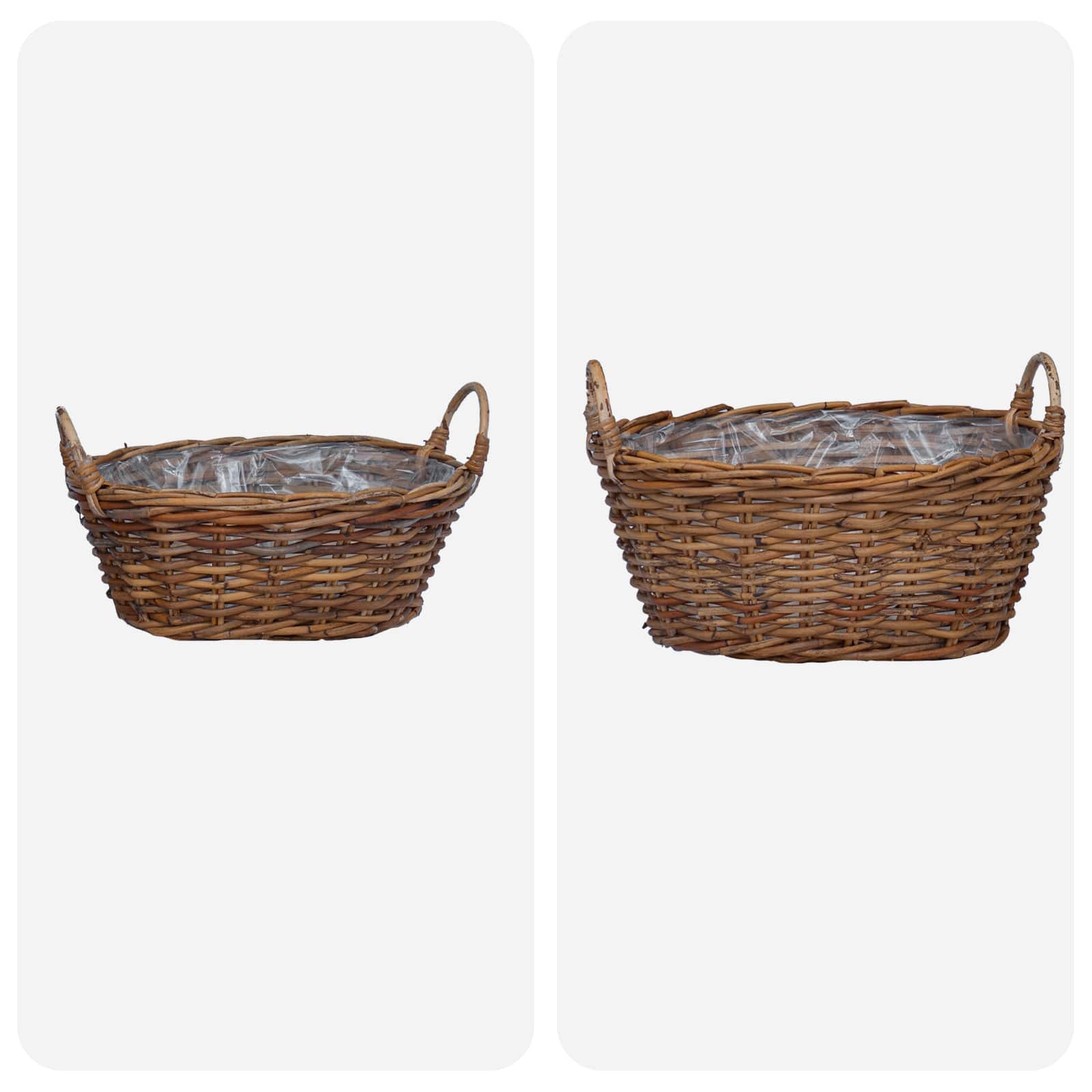 Cesta para Plantas con almacenamiento 2 pcs Gris Ratan Lacak