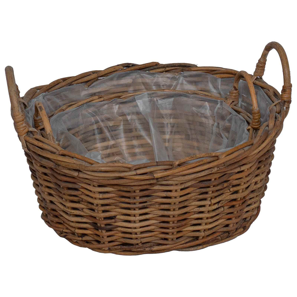 Cesta para Plantas con almacenamiento 2 pcs Gris Ratan Lacak