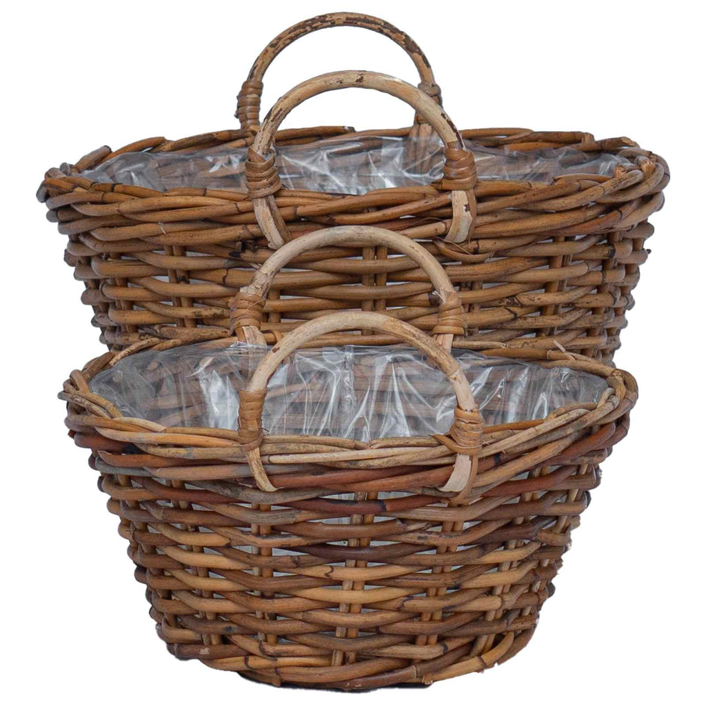 Cesta para Plantas con almacenamiento 2 pcs Gris Ratan Lacak