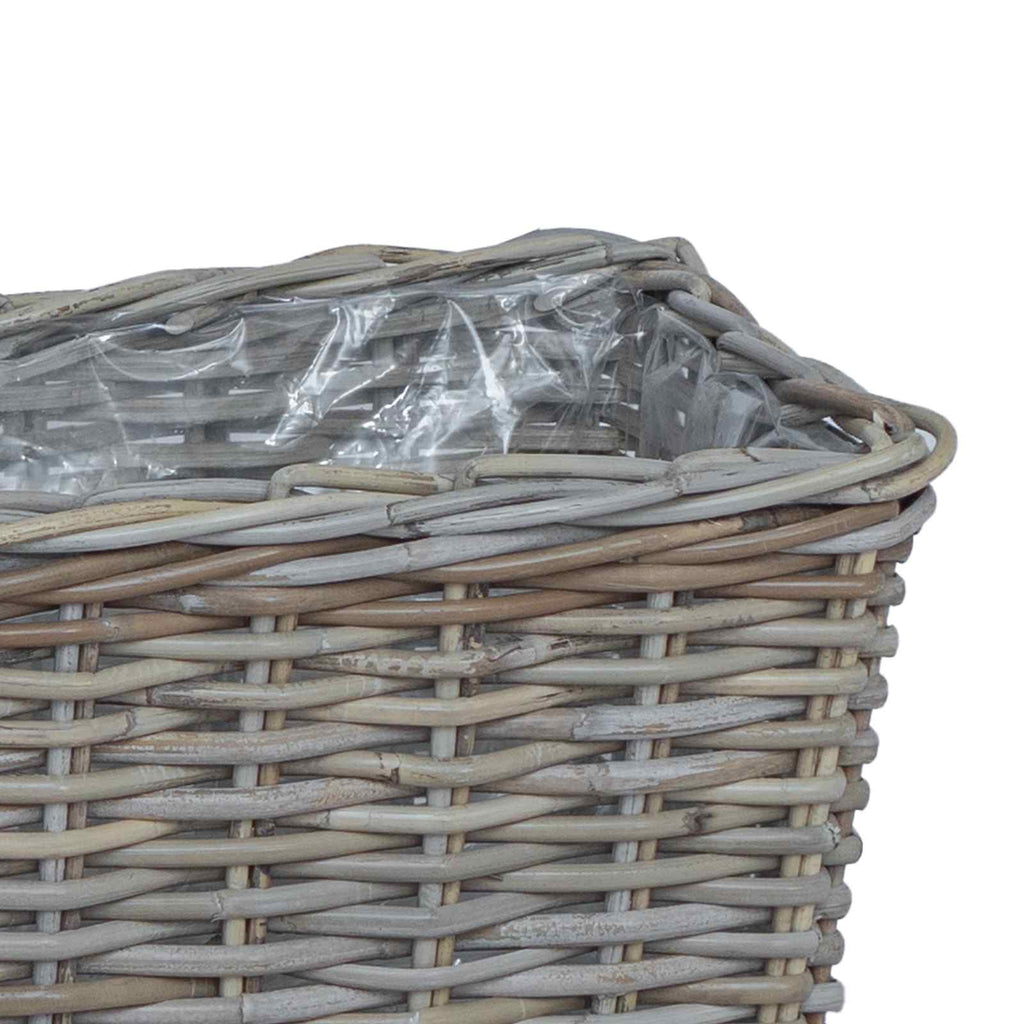 Cesta para Plantas con almacenamiento 3 pcs Marrón Ratán Kubu