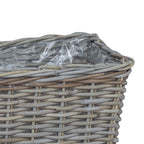Cesta para Plantas con almacenamiento 3 pcs Marrón Ratán Kubu