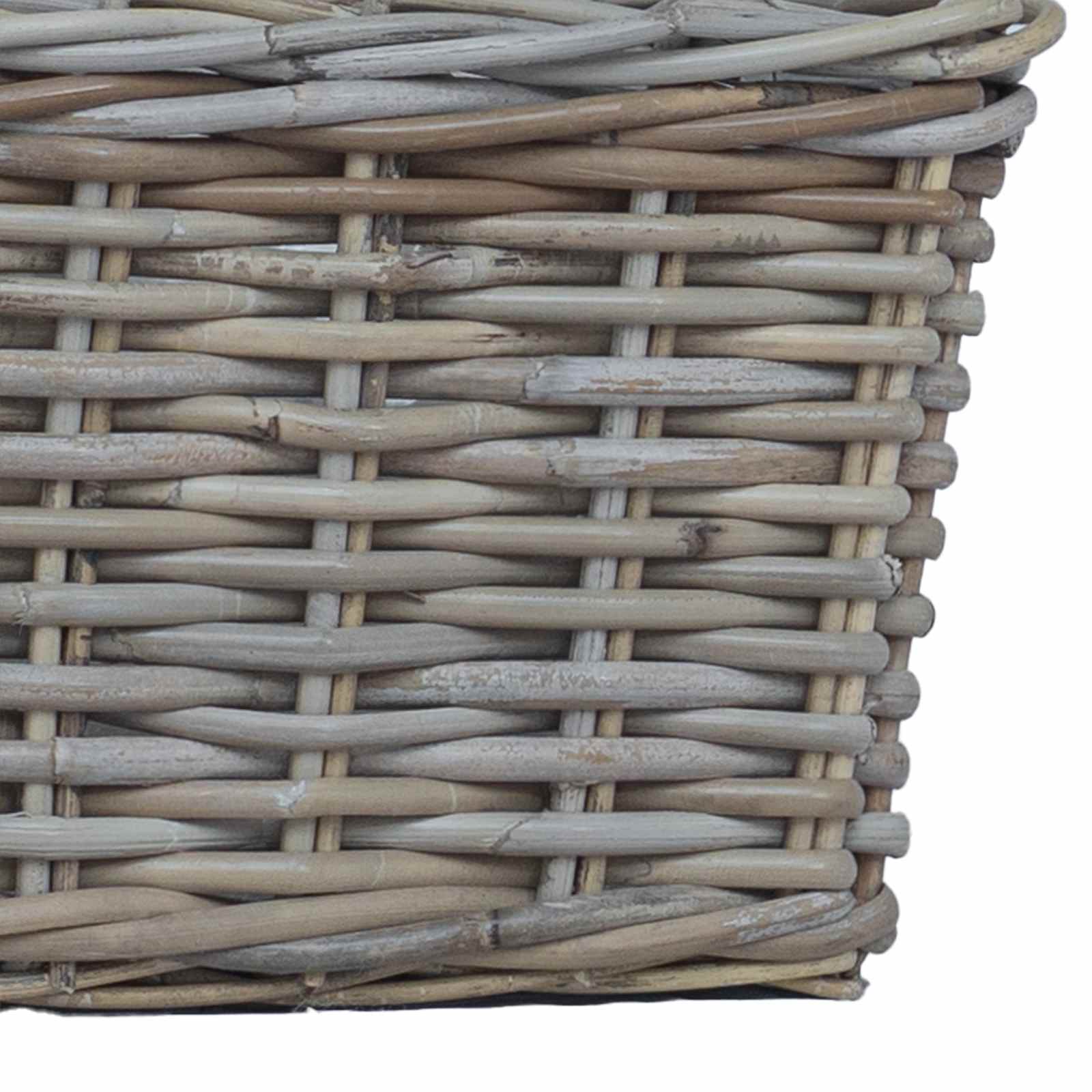 Cesta para Plantas con almacenamiento 3 pcs Marrón Ratán Kubu
