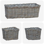 Cesta para Plantas con almacenamiento 3 pcs Marrón Ratán Kubu