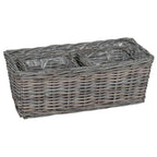 Cesta para Plantas con almacenamiento 3 pcs Marrón Ratán Kubu