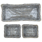 Cesta para Plantas con almacenamiento 3 pcs Marrón Ratán Kubu