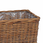 Cesta para Plantas con almacenamiento 3 pcs Marrón Ratán Kubu