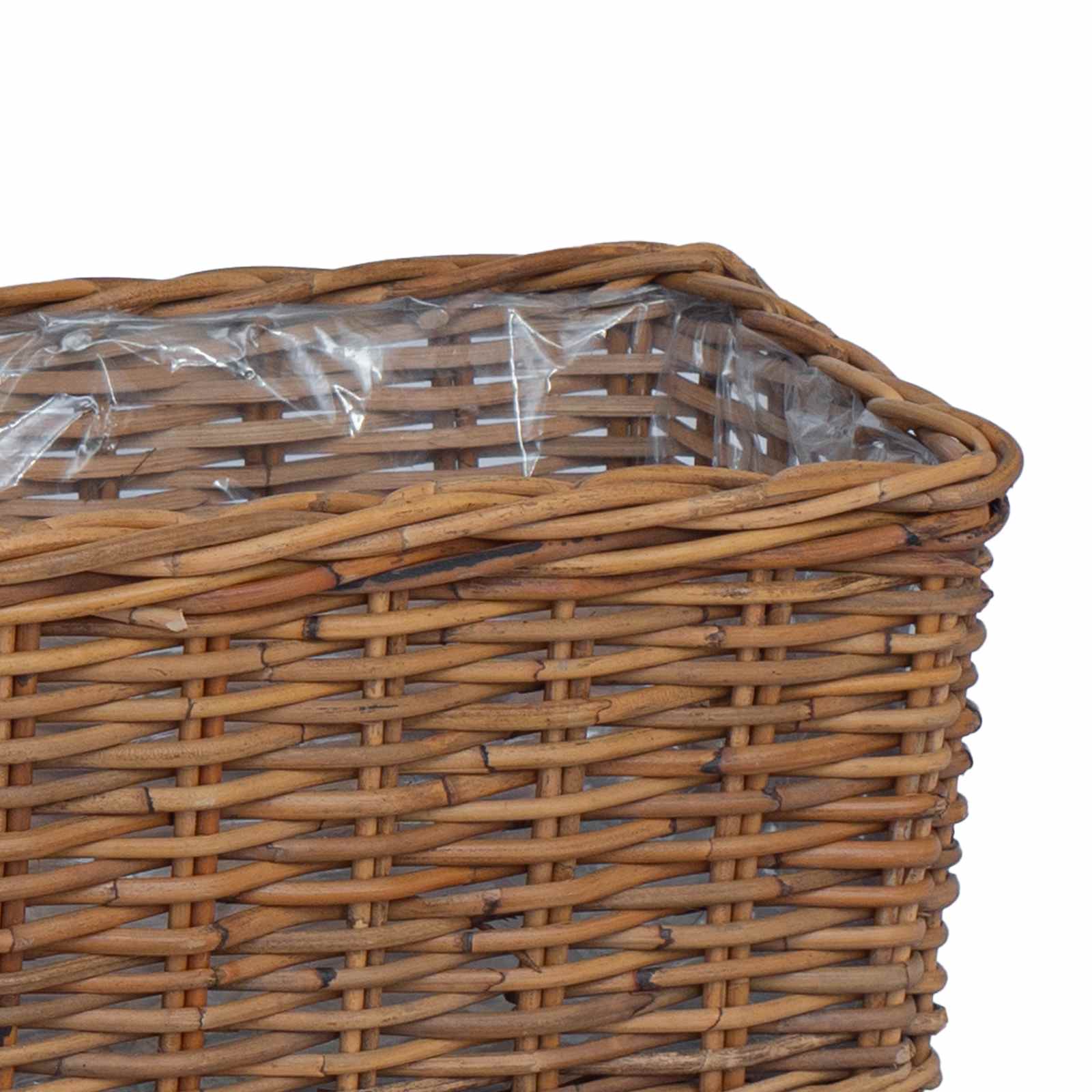 Cesta para Plantas con almacenamiento 3 pcs Marrón Ratán Kubu