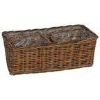 Cesta para Plantas con almacenamiento 3 pcs Marrón Ratán Kubu