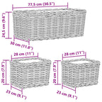 Cesta para Plantas con almacenamiento 3 pcs Marrón Ratán Kubu
