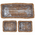 Cesta para Plantas con almacenamiento 3 pcs Marrón Ratán Kubu