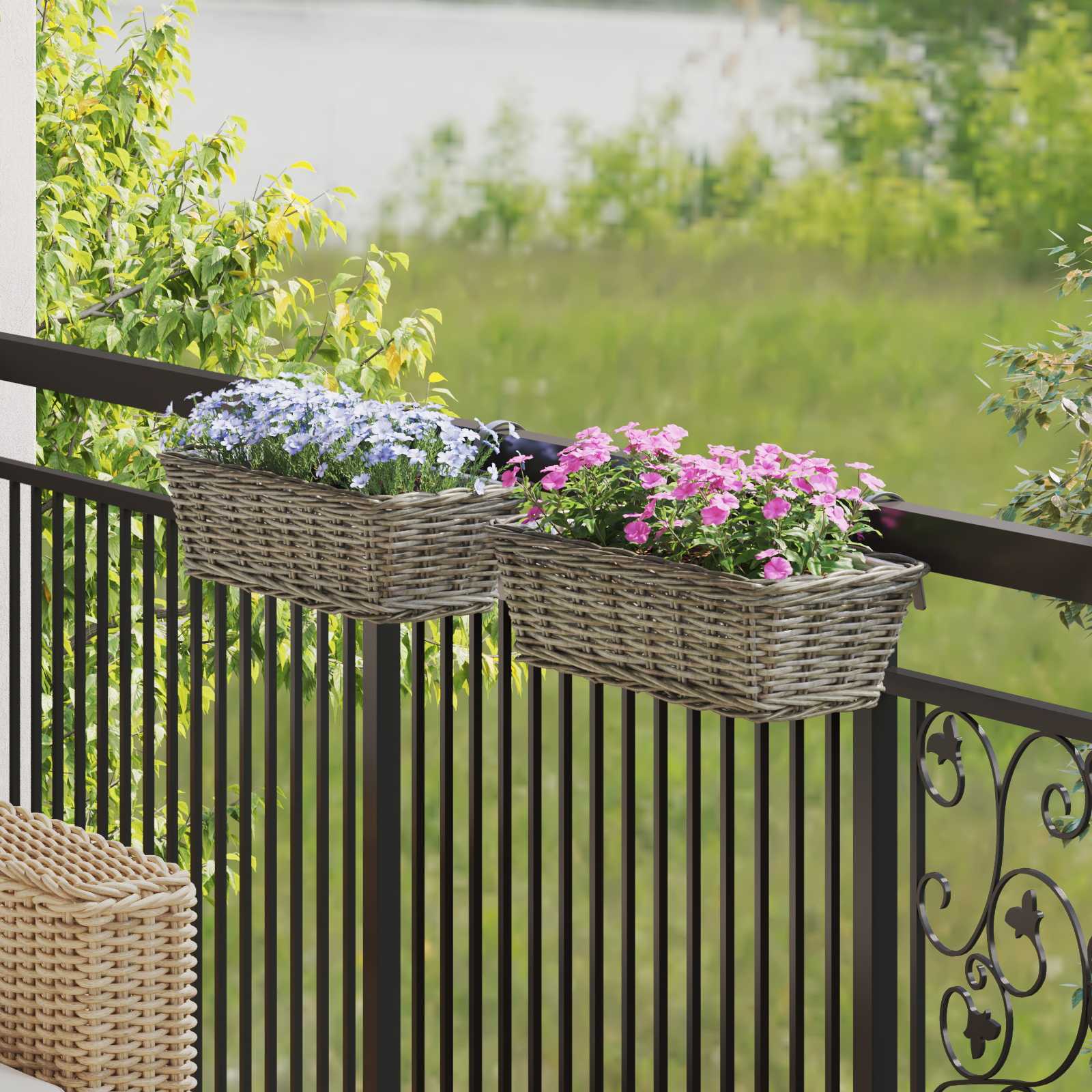 Cesta Colgante para Plantas 2 pcs Gris 48 x 22 x 15 cm