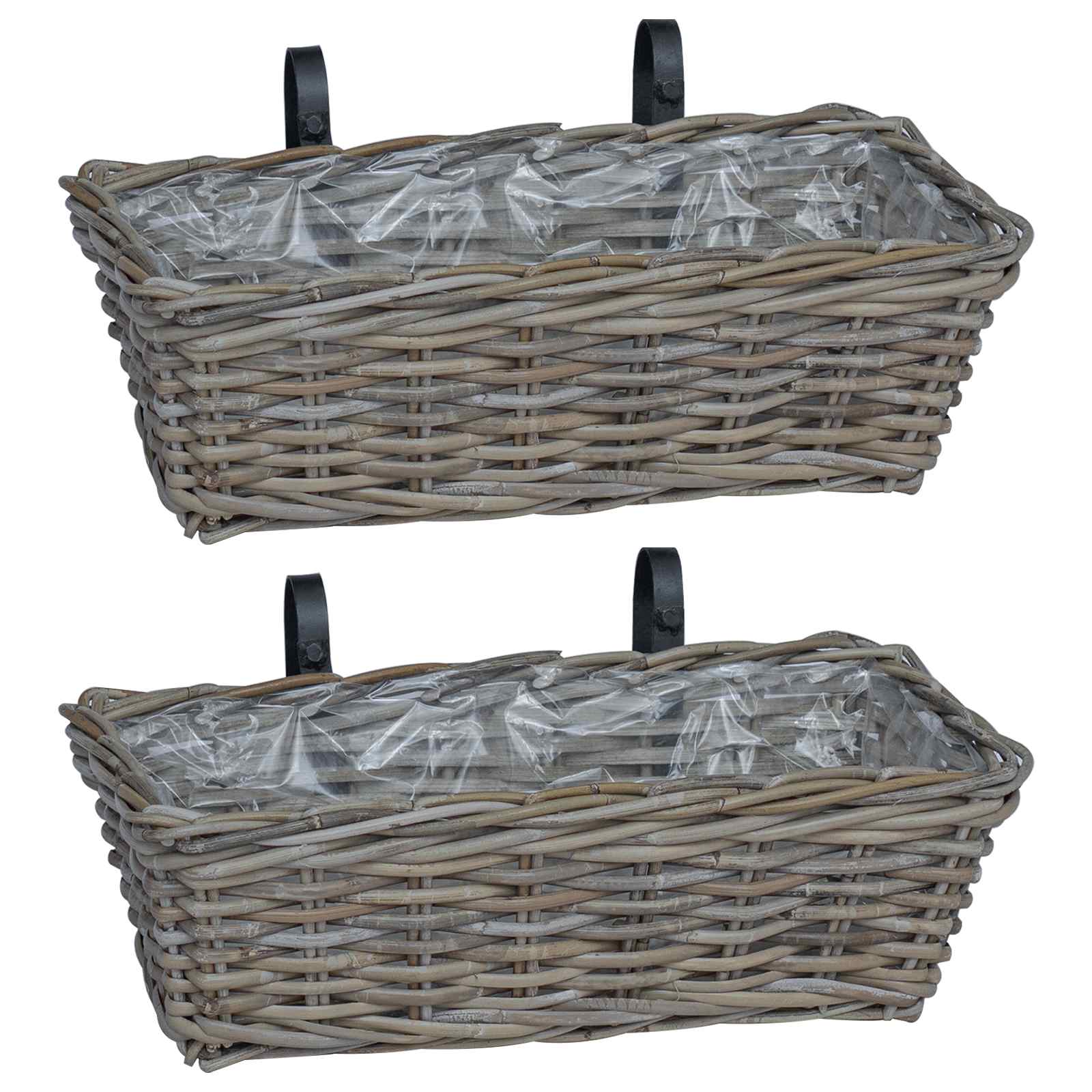 Cesta Colgante para Plantas 2 pcs Gris 48 x 22 x 15 cm