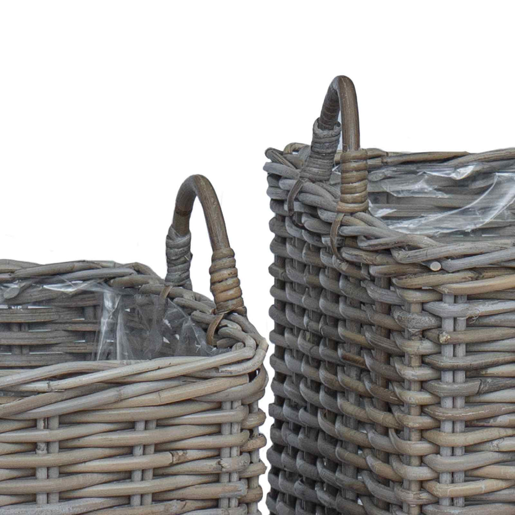 Cesta para Plantas con almacenamiento 2 pcs Gris Ratan Lacak
