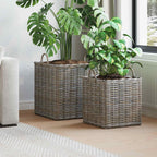 Cesta para Plantas con almacenamiento 2 pcs Gris Ratan Lacak