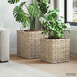 Plant Basket with Storage, 2 pcs Gray Lacak Rattan