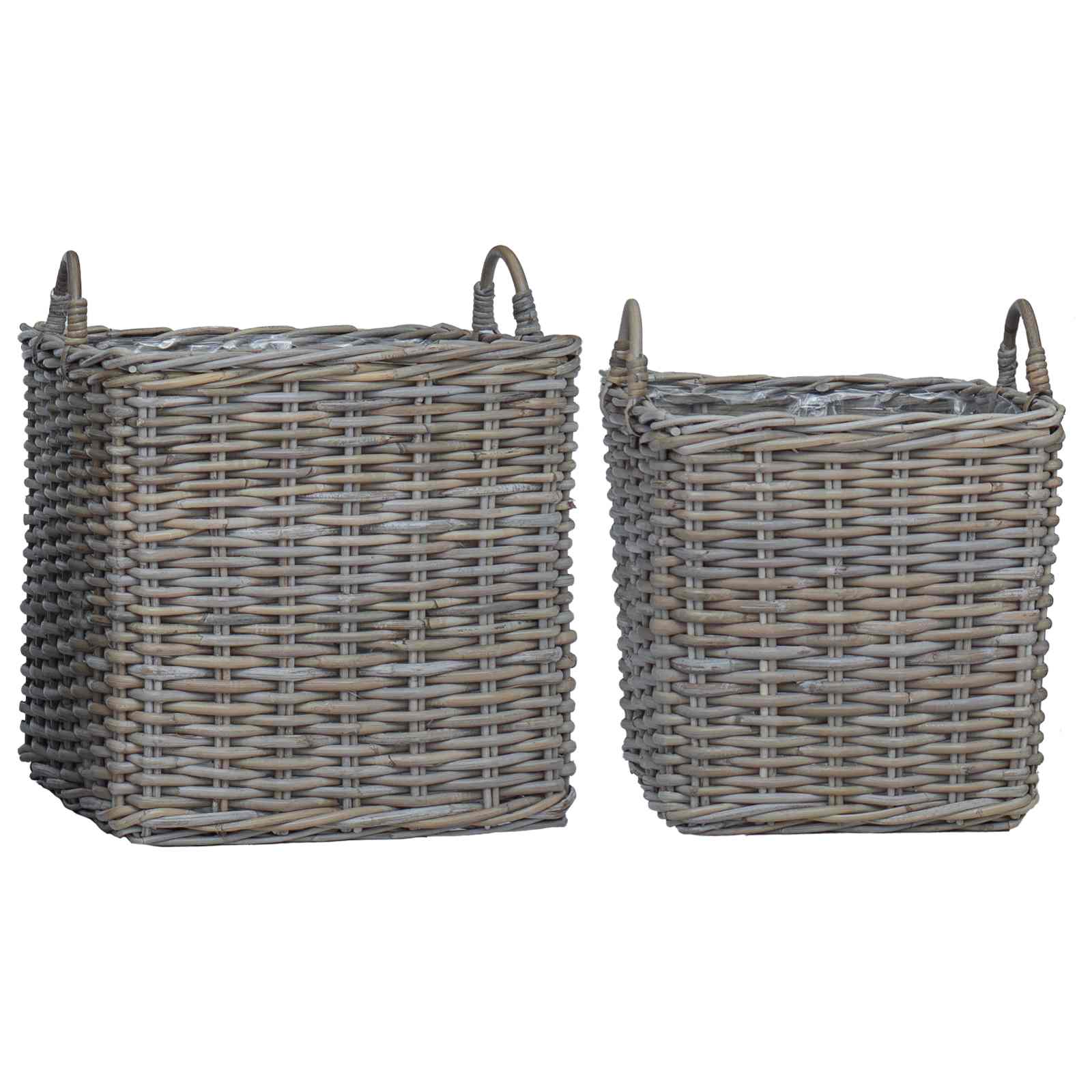 Cesta para Plantas con almacenamiento 2 pcs Gris Ratan Lacak