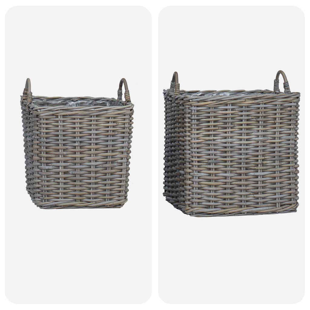 Cesta para Plantas con almacenamiento 2 pcs Gris Ratan Lacak
