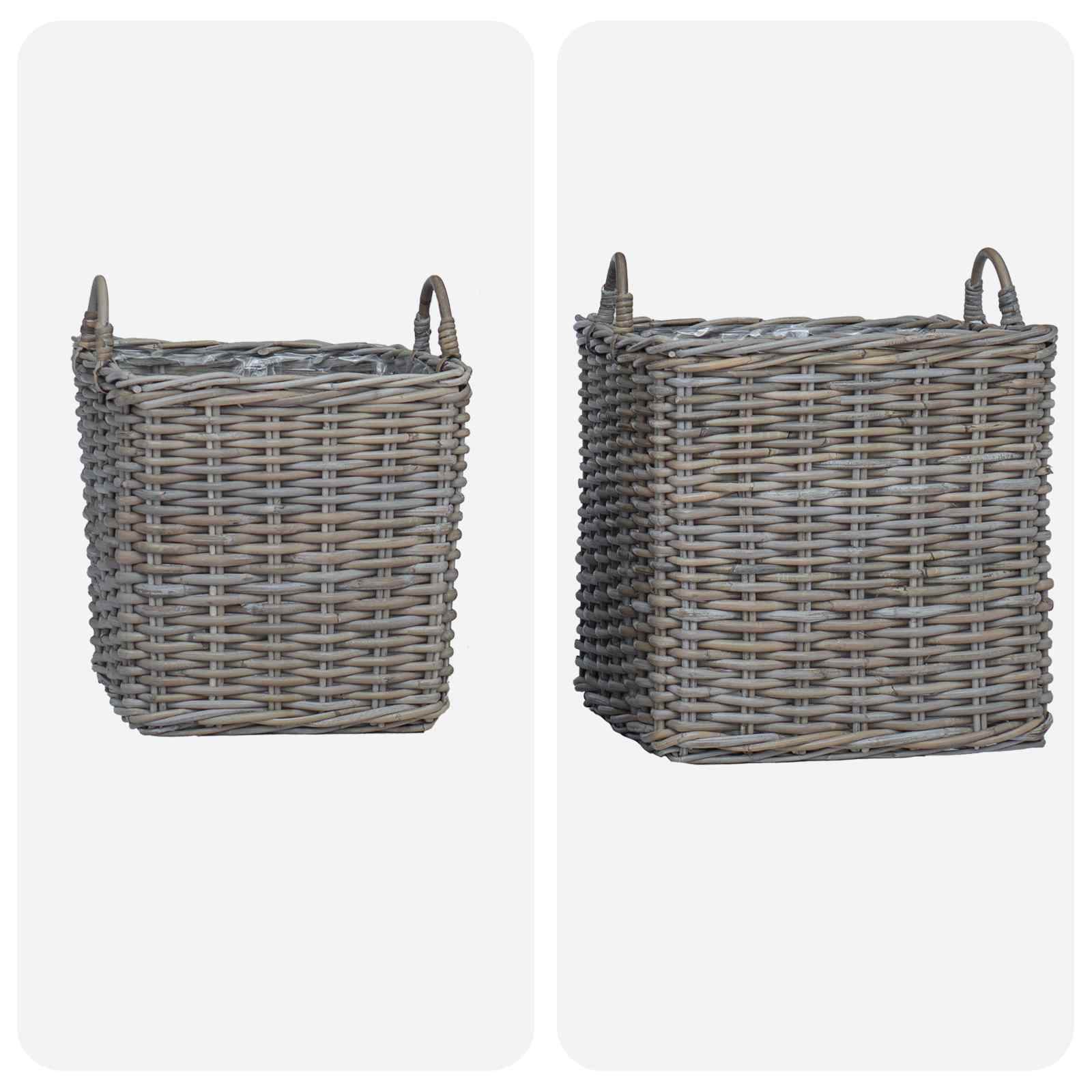 Cesta para Plantas con almacenamiento 2 pcs Gris Ratan Lacak