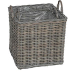 Cesta para Plantas con almacenamiento 2 pcs Gris Ratan Lacak