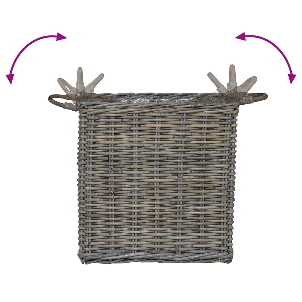 Cesta para Plantas con almacenamiento 2 pcs Gris Ratan Lacak
