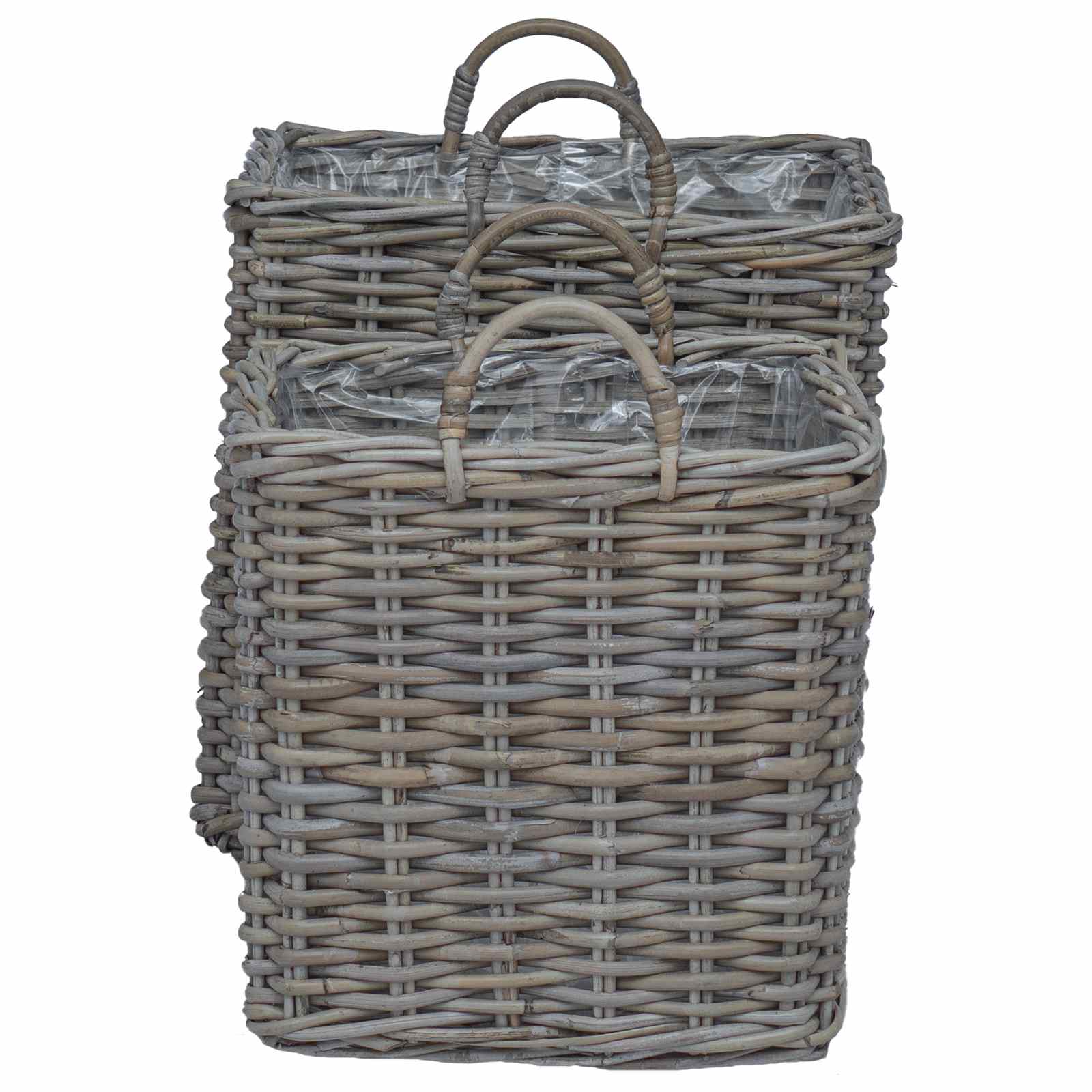 Cesta para Plantas con almacenamiento 2 pcs Gris Ratan Lacak