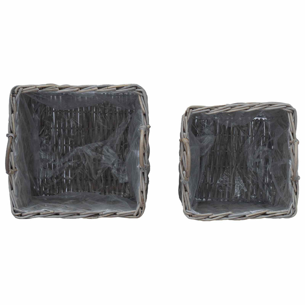 Cesta para Plantas con almacenamiento 2 pcs Gris Ratan Lacak